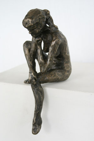 thinking woman - left view